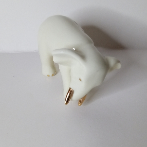 Lenox Elephant Porcelain Figurine Trunk Down Ivory/White 24k Gold Hand Painted - Picture 1 of 7